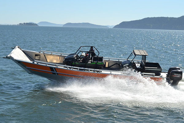 Powered by two 300 hp outboard engines